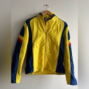 1980s Vintage Ski Jacket Yellow and Navy Size Small